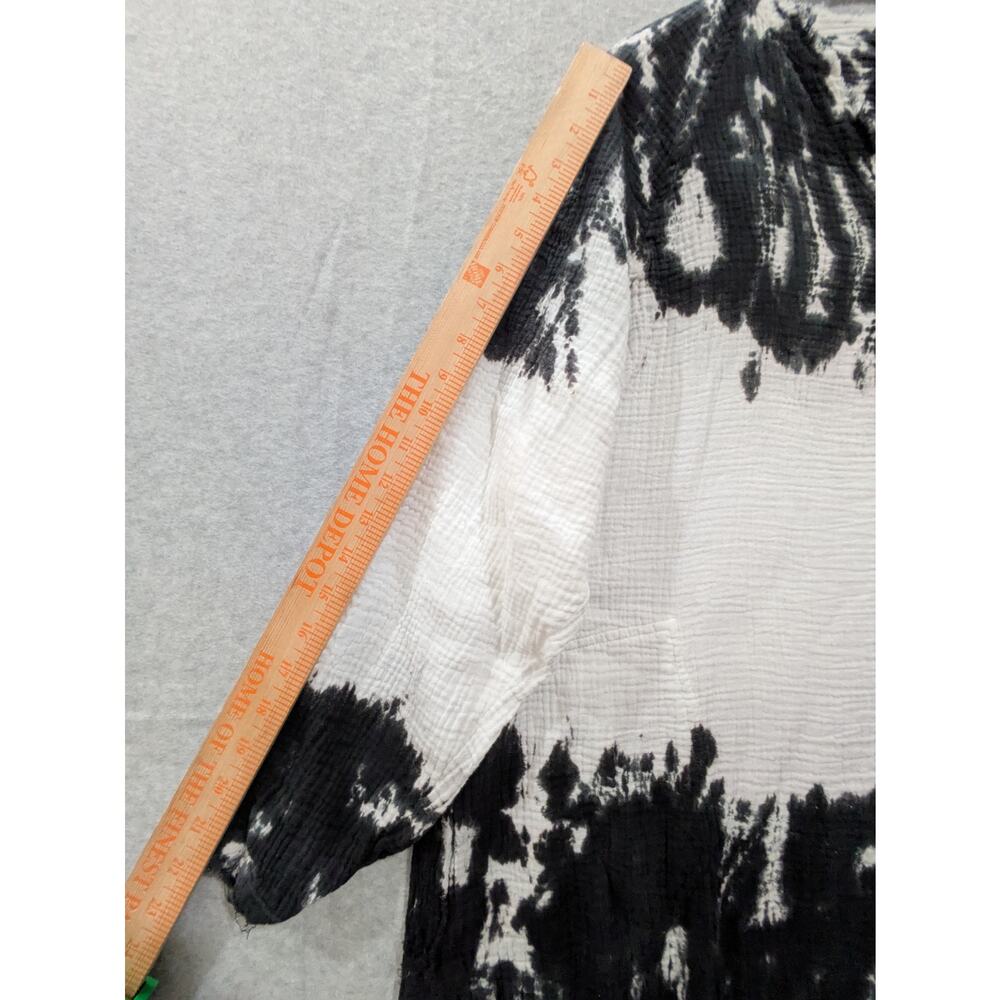 Blue Buttercup Gauze Button Down Tie Dye Tunic Shirt Women Small Black White NWT - Picture 7 of 9